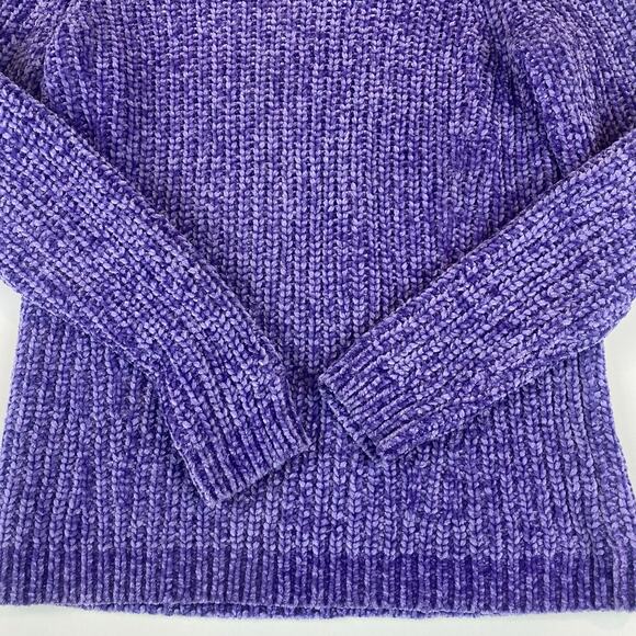 Talbots purple chenille knit crewneck sweater Cozy Winter Sz Small - Picture 3 of 9